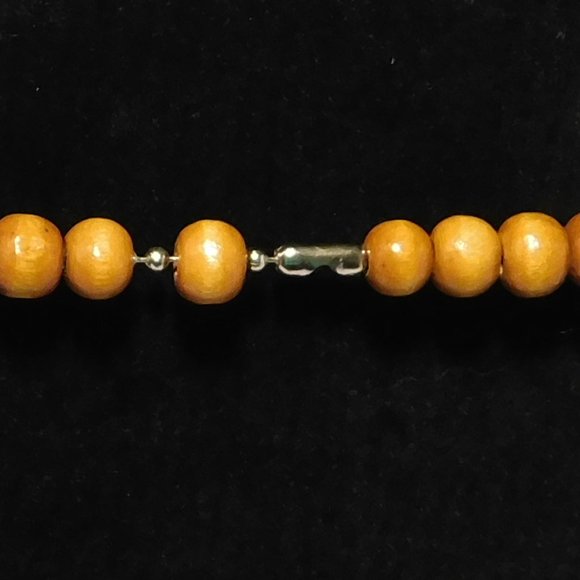 WOODEN BEAD 2 Tones Necklace Adjustable 30 inches - Picture 7 of 14